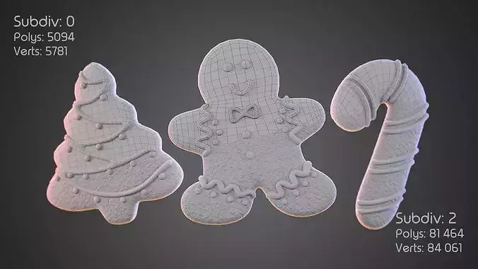 Christmas cookies  Low-poly 3D model 2