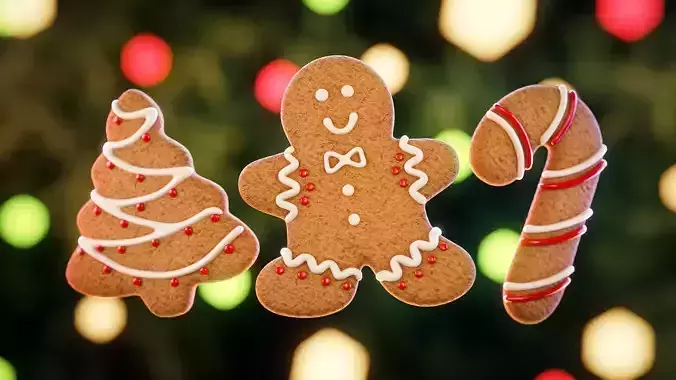 Christmas cookies  Low-poly 3D model