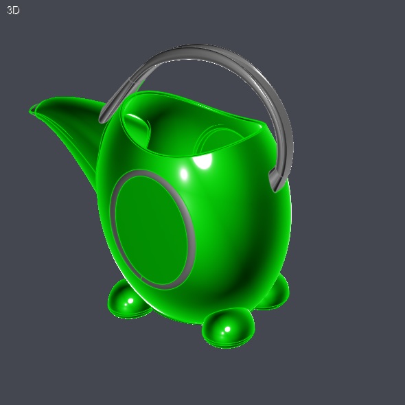 Green kids watering can 3D model_3