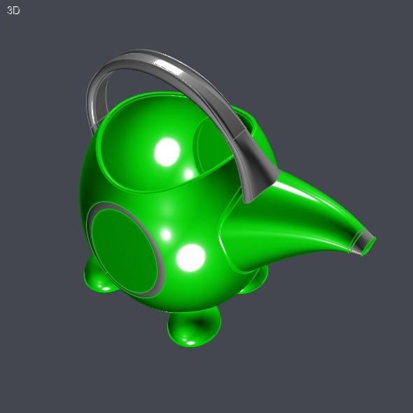 Green kids watering can 3D model_5