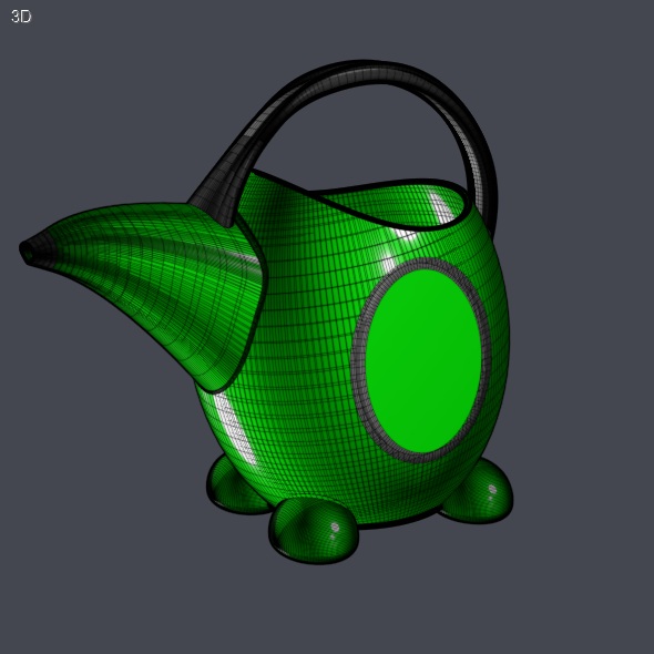 Green kids watering can 3D model_8