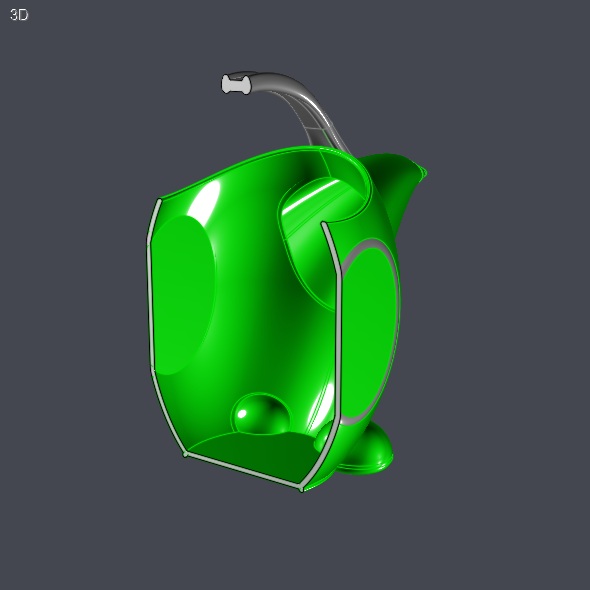 Green kids watering can 3D model_7