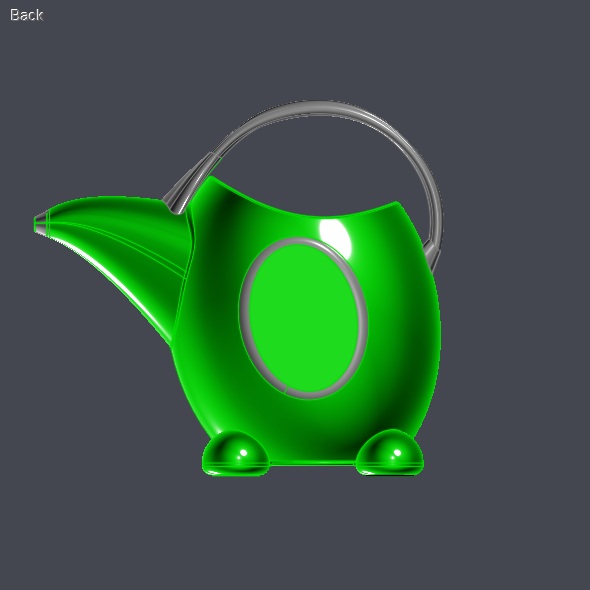 Green kids watering can 3D model_2