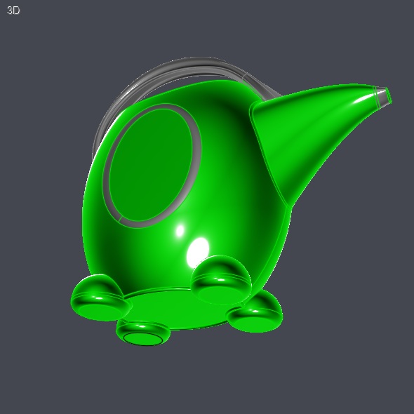Green kids watering can 3D model_4