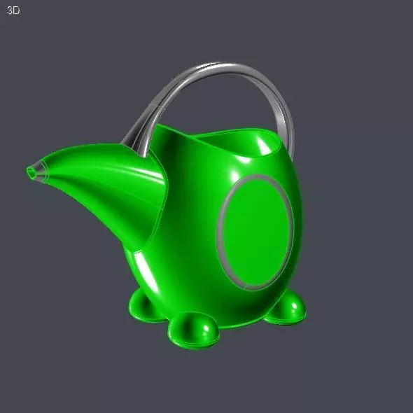 Green kids watering can 3D model_0