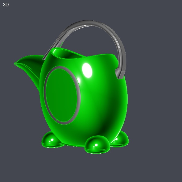 Green kids watering can 3D model_6