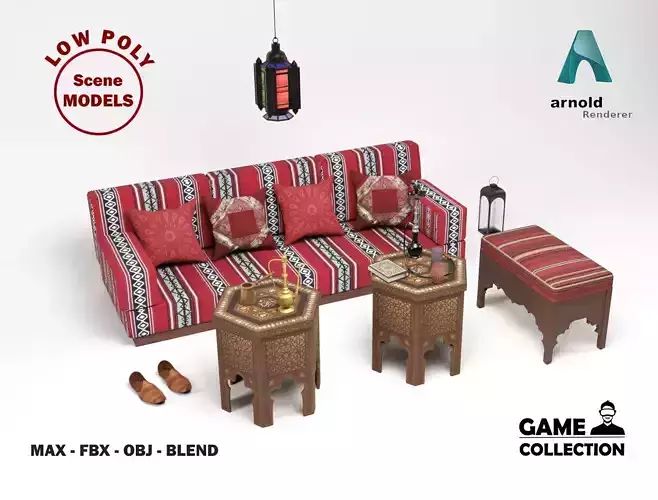 Arabic Props Low-poly 3D model