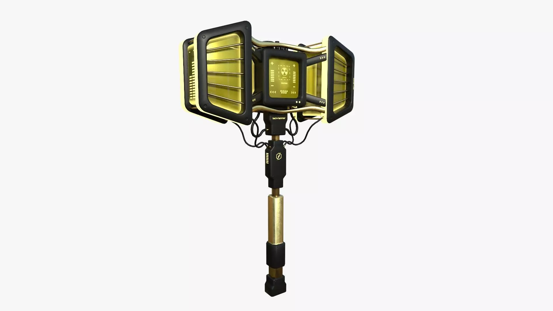 SciFi War Hammer A05 Black Yellow - Sci Fi Weapon Design Low-poly 3D model_0