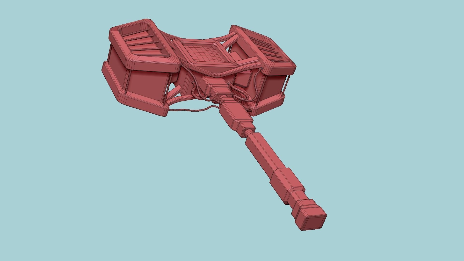 SciFi War Hammer A05 Black Yellow - Sci Fi Weapon Design Low-poly 3D model_15