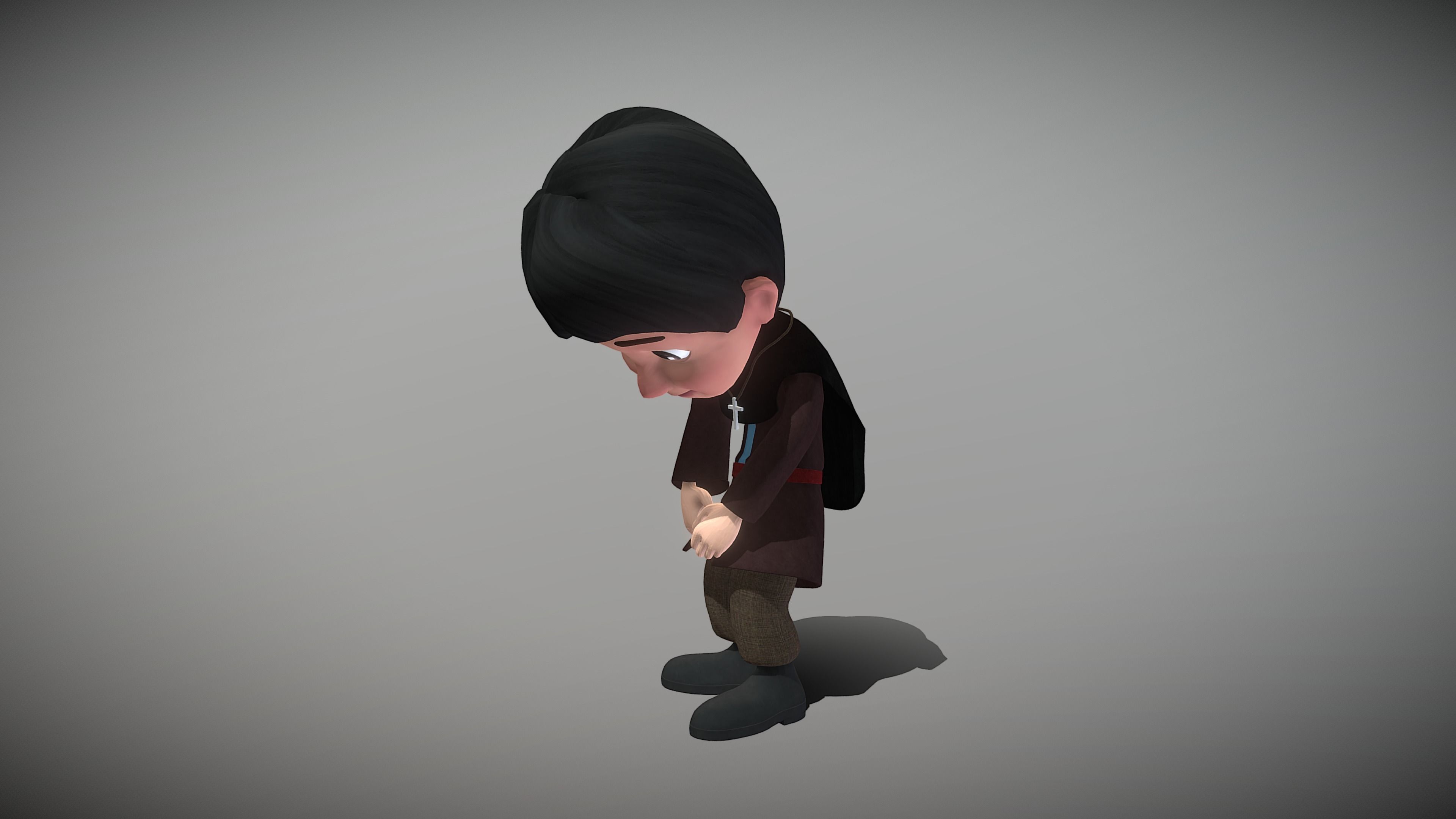 Cartoon Priest Low-poly 3D model_7