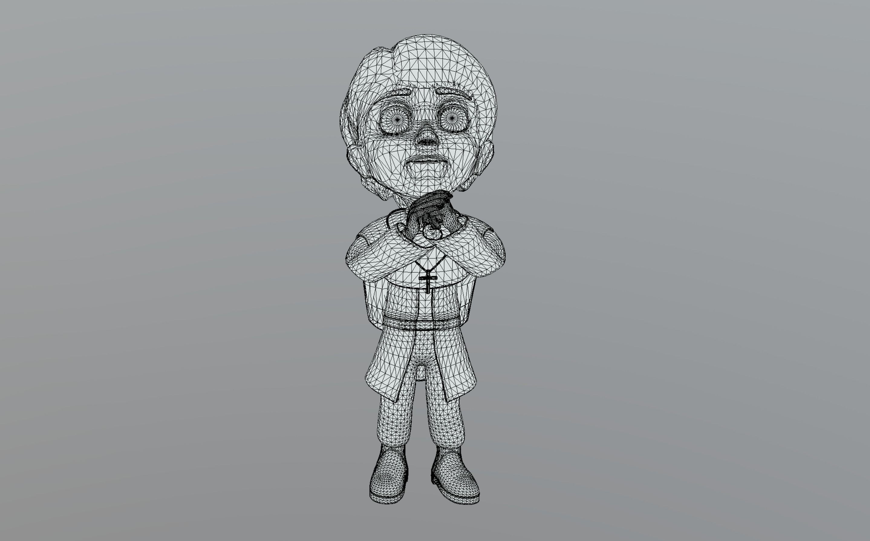 Cartoon Priest Low-poly 3D model_13