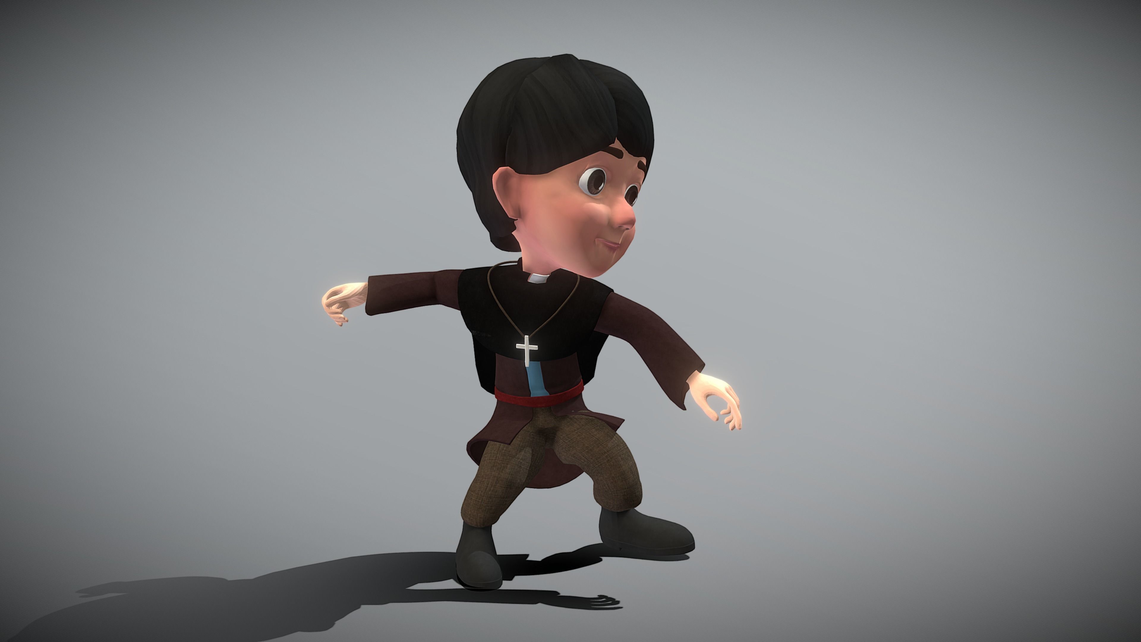 Cartoon Priest Low-poly 3D model_8