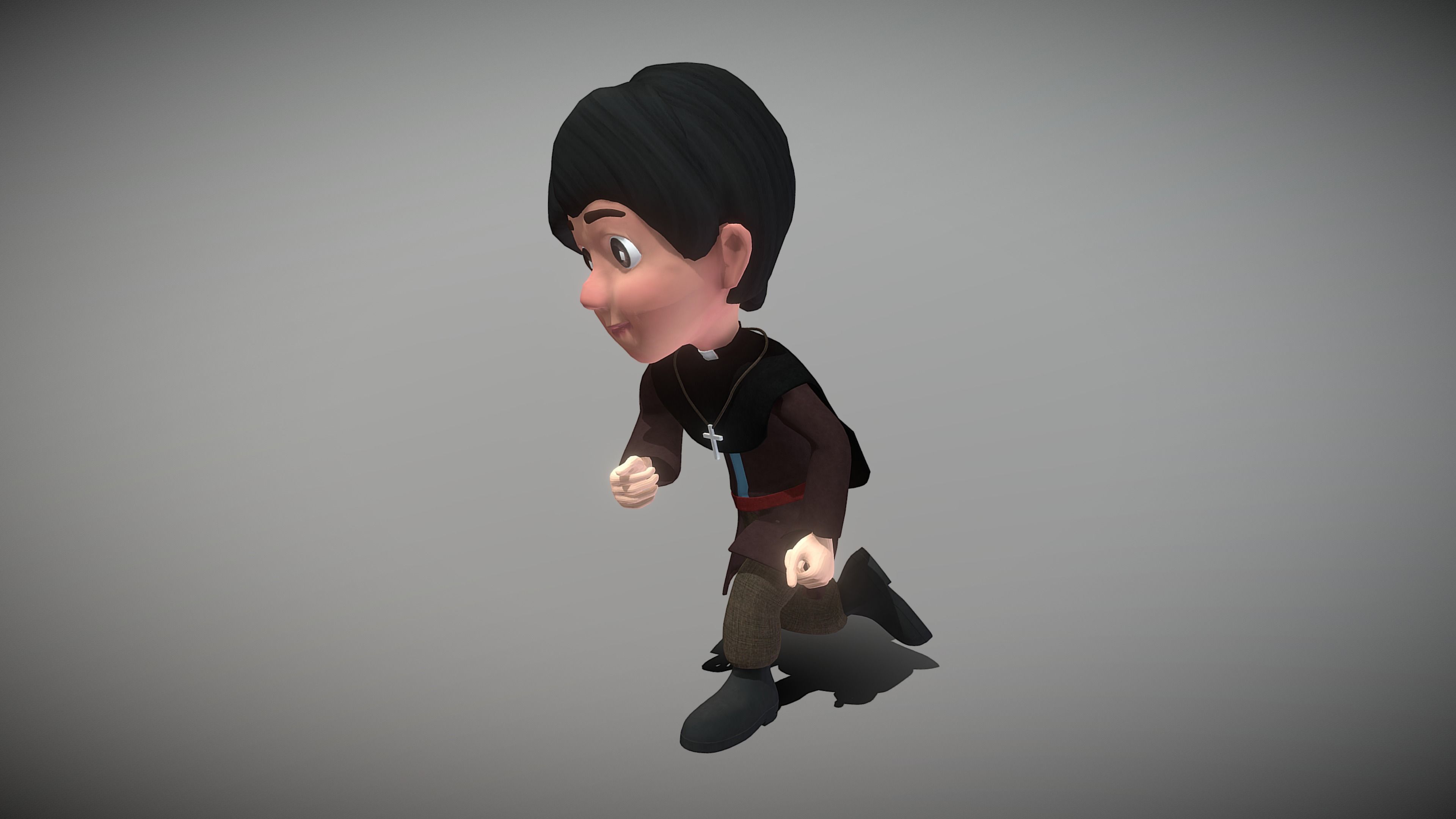 Cartoon Priest Low-poly 3D model_12