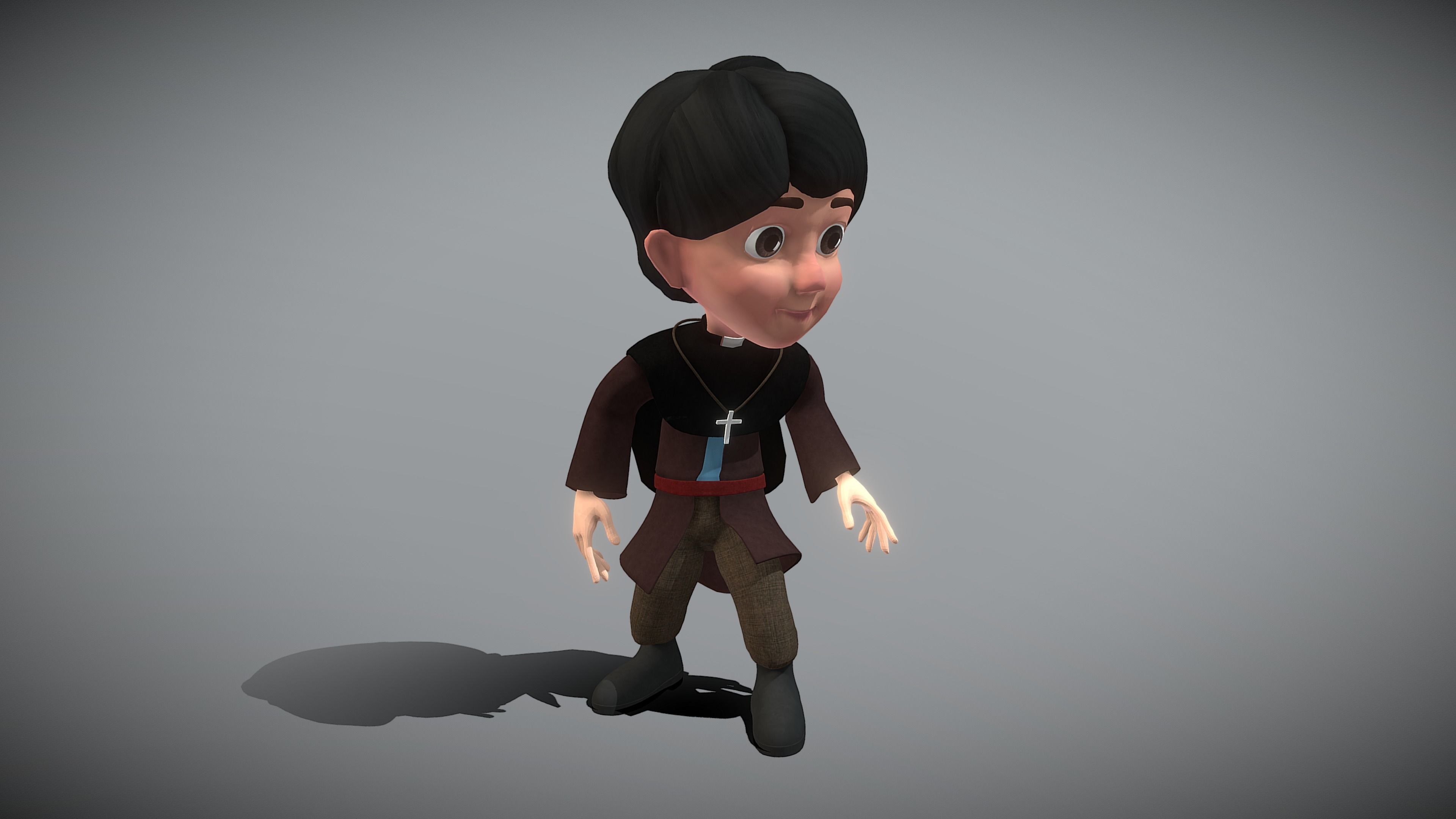 Cartoon Priest Low-poly 3D model_10