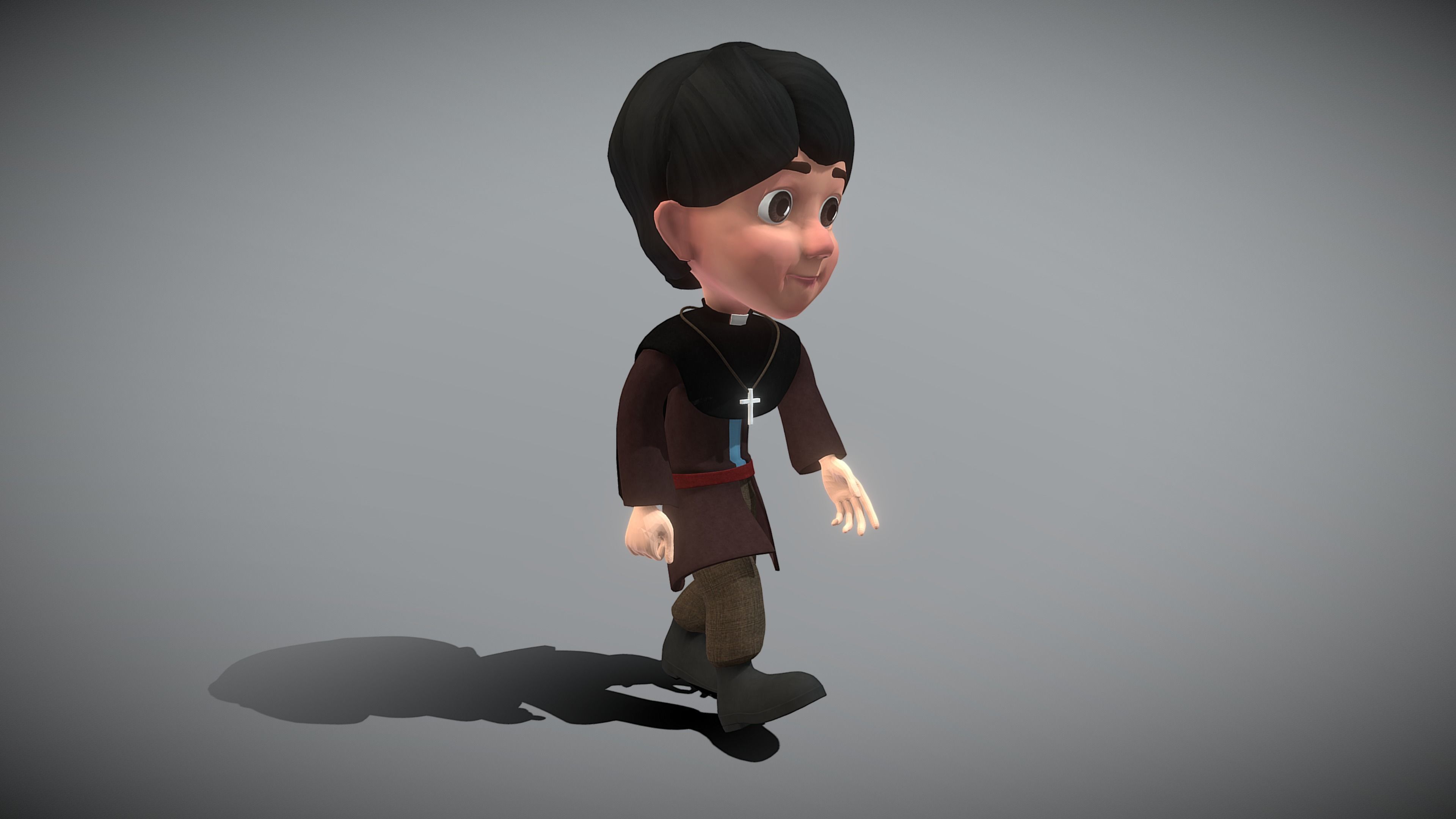 Cartoon Priest Low-poly 3D model_11