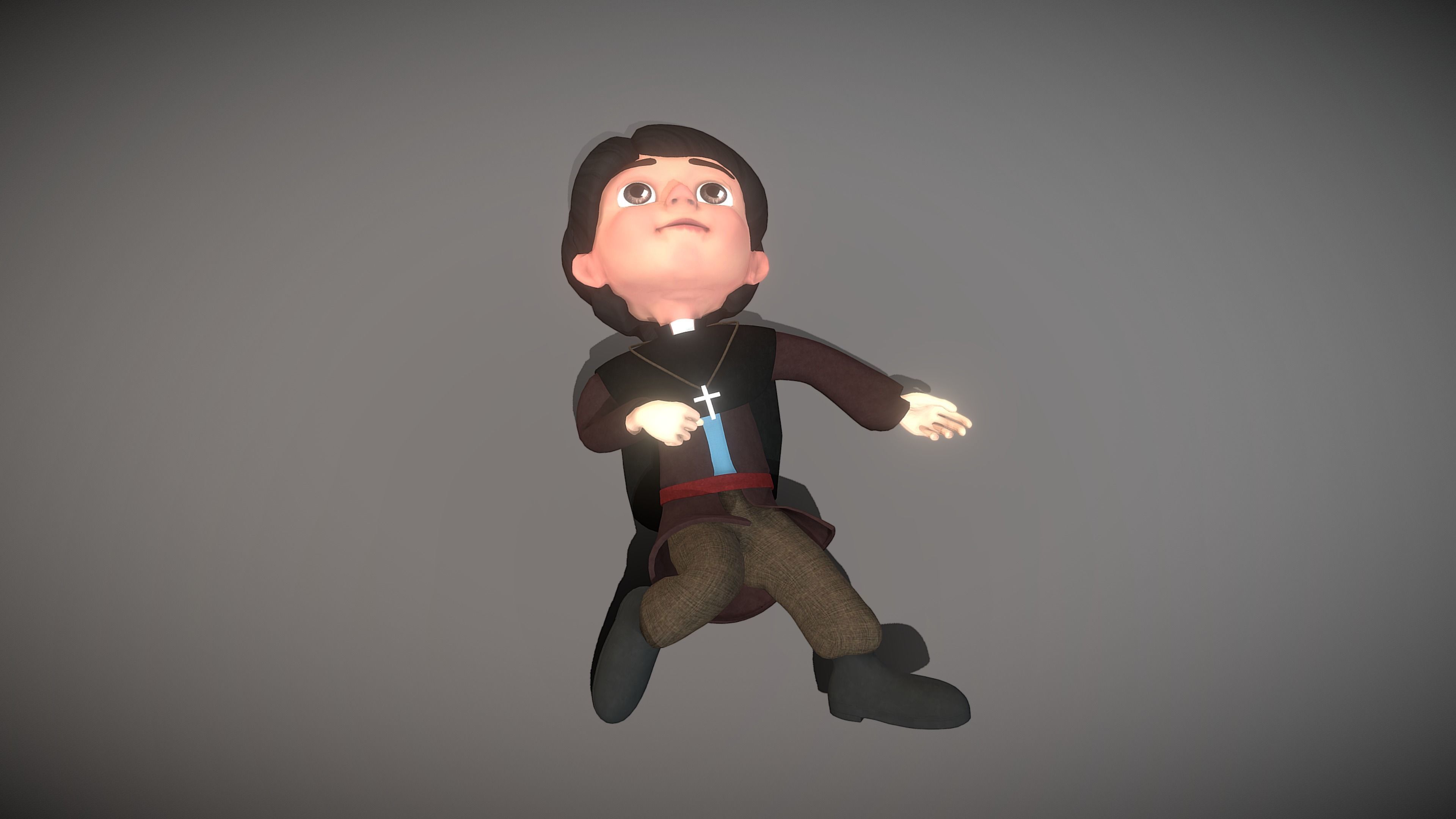 Cartoon Priest Low-poly 3D model_5