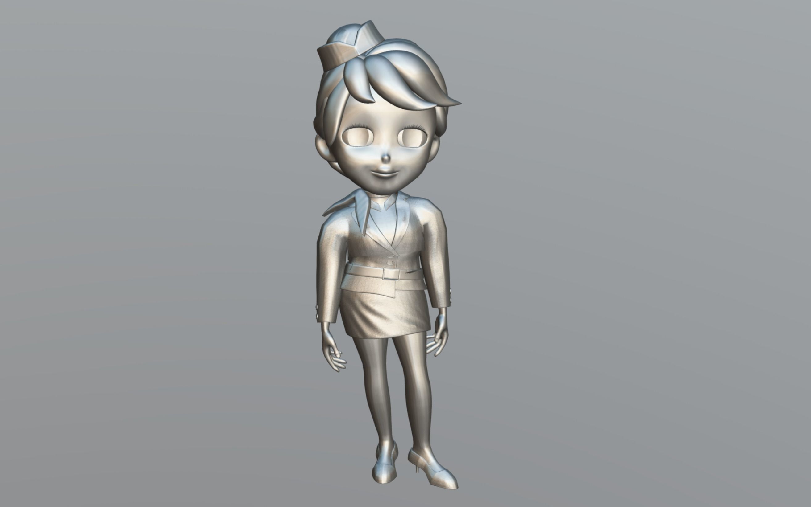 Cartoon Airline Stewardess Low-poly 3D model_11