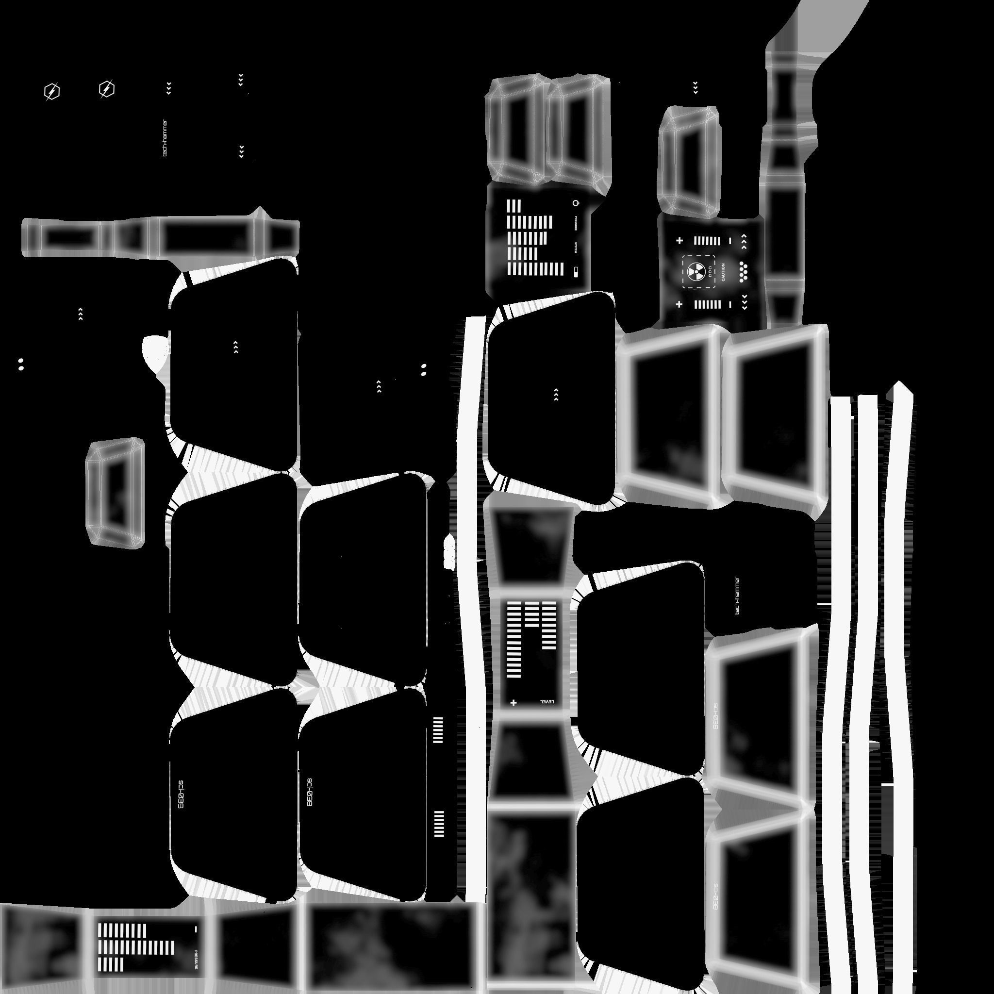 SciFi War Hammer A06 Full White - Sci Fi Weapon Design Low-poly 3D model_21