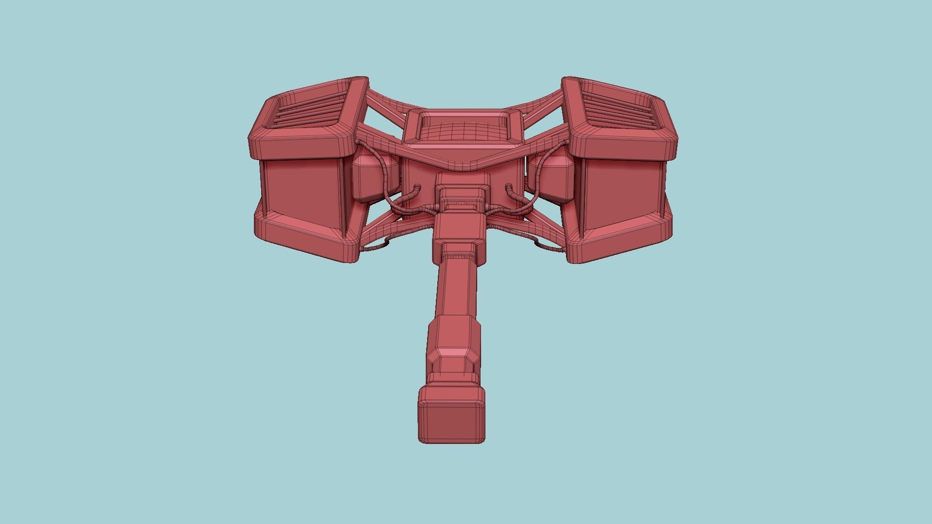 SciFi War Hammer A06 Full White - Sci Fi Weapon Design Low-poly 3D model_18