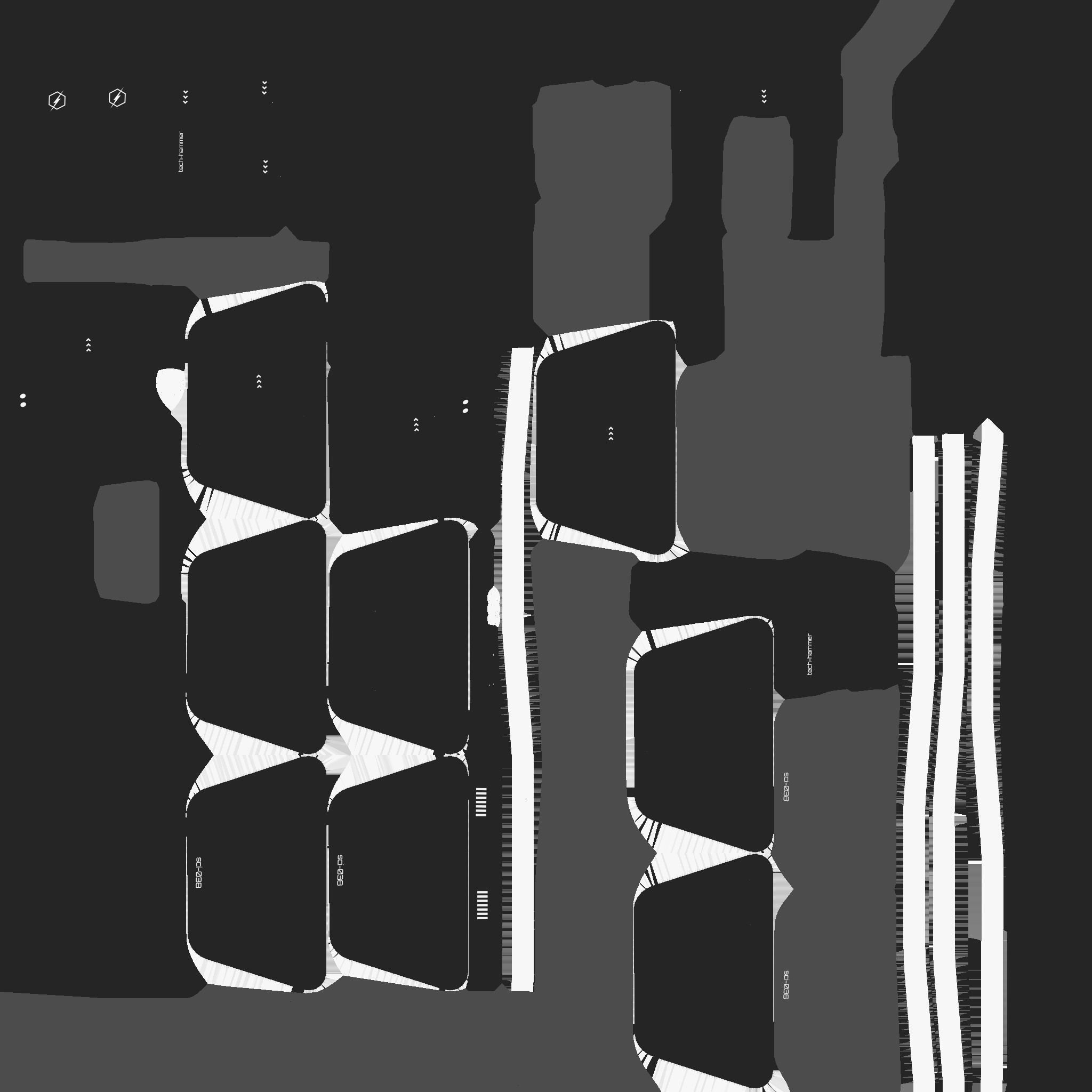 SciFi War Hammer A07 Black White - Sci Fi Weapon Design Low-poly 3D model_20