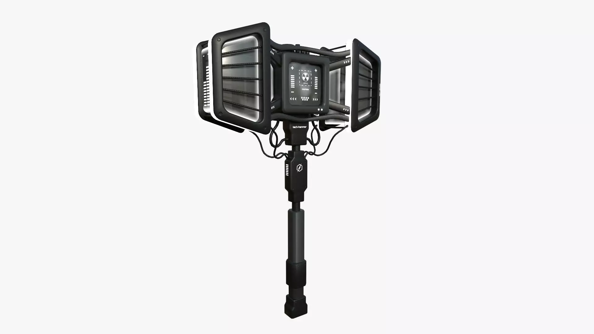 SciFi War Hammer A07 Black White - Sci Fi Weapon Design Low-poly 3D model_0