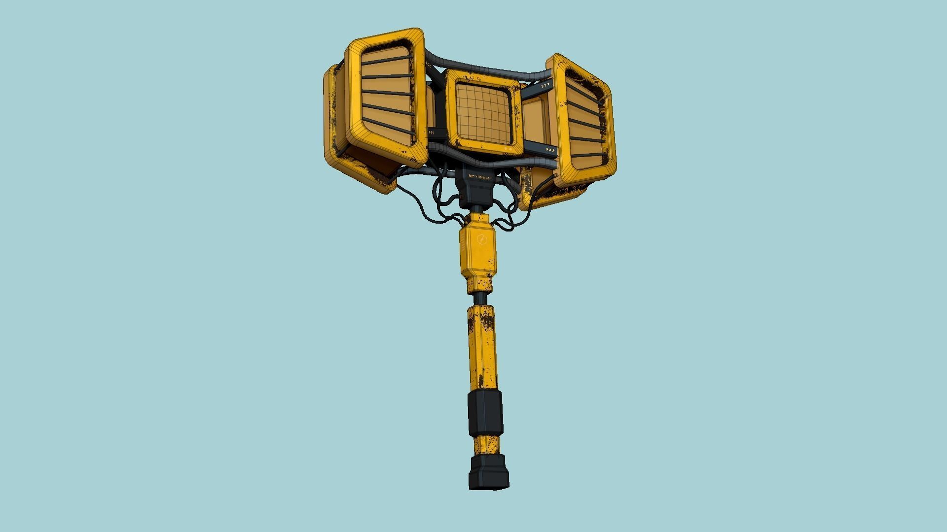 SciFi War Hammer A08 Yellow - Sci Fi Weapon Design Low-poly 3D model_6