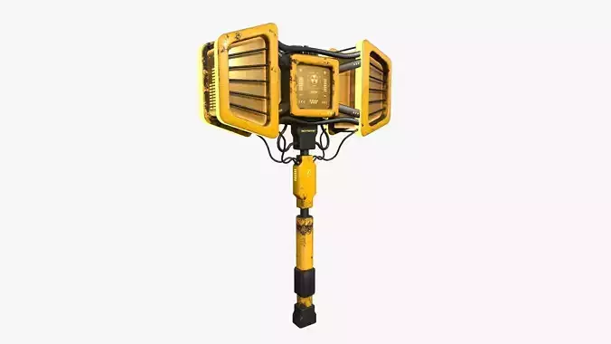 SciFi War Hammer A08 Yellow - Sci Fi Weapon Design Low-poly 3D model