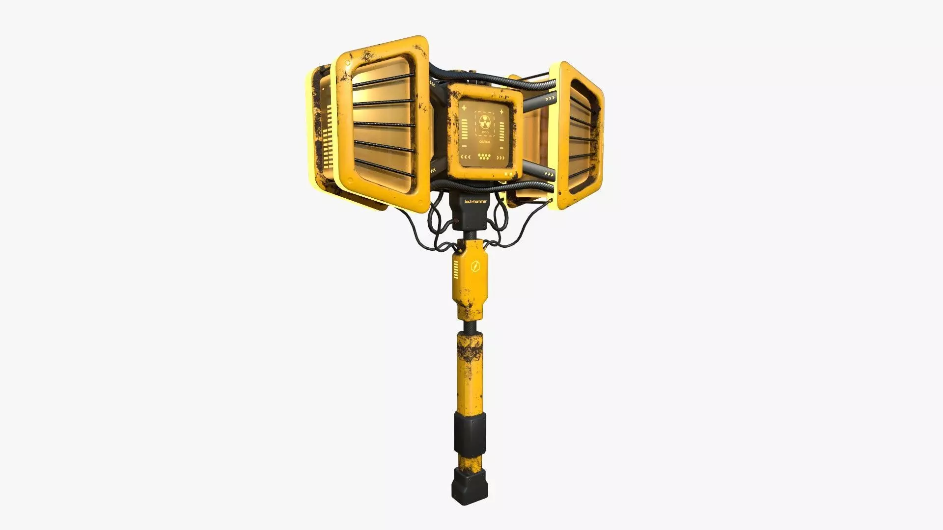 SciFi War Hammer A08 Yellow - Sci Fi Weapon Design Low-poly 3D model_0