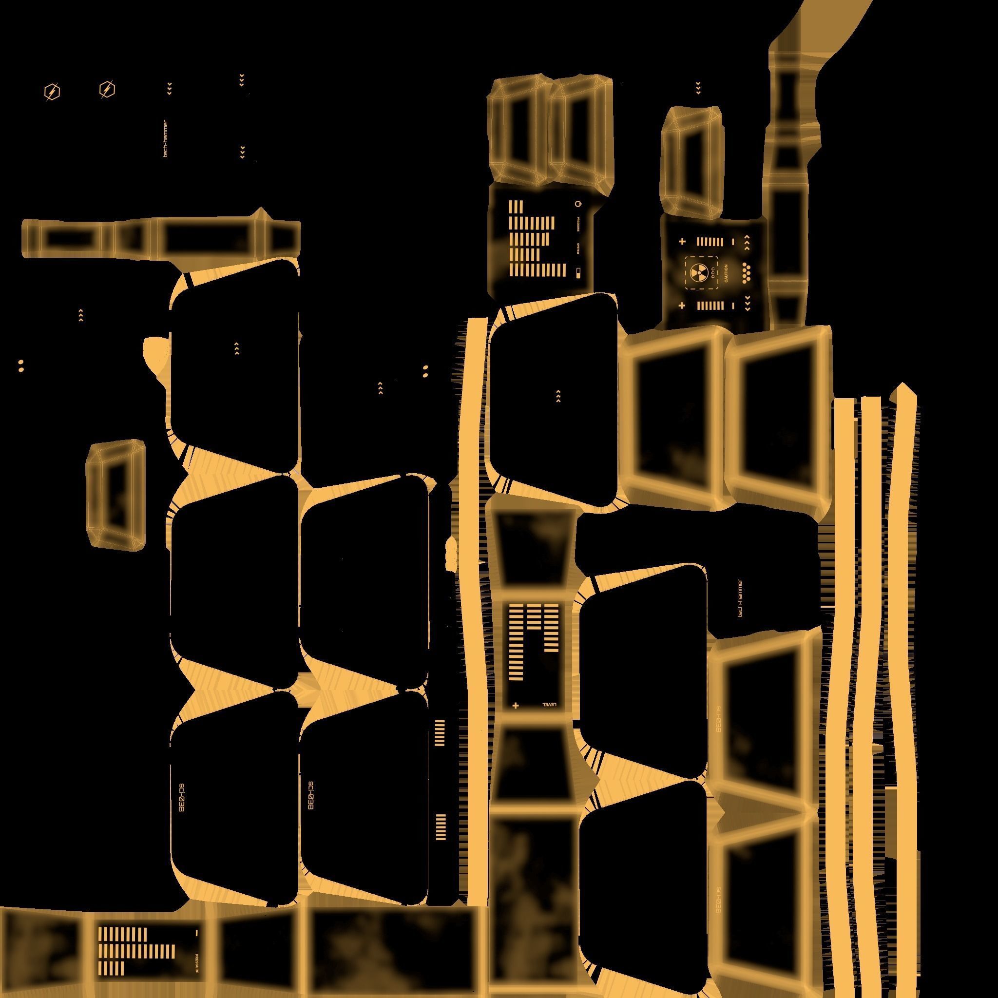 SciFi War Hammer A08 Yellow - Sci Fi Weapon Design Low-poly 3D model_21