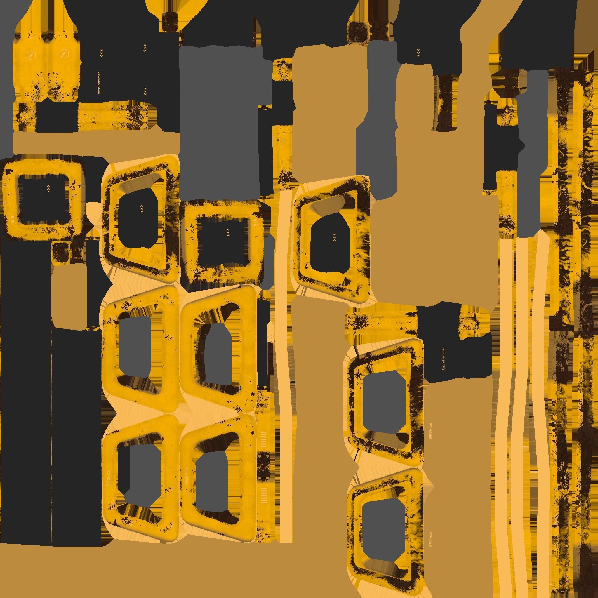 SciFi War Hammer A08 Yellow - Sci Fi Weapon Design Low-poly 3D model_20