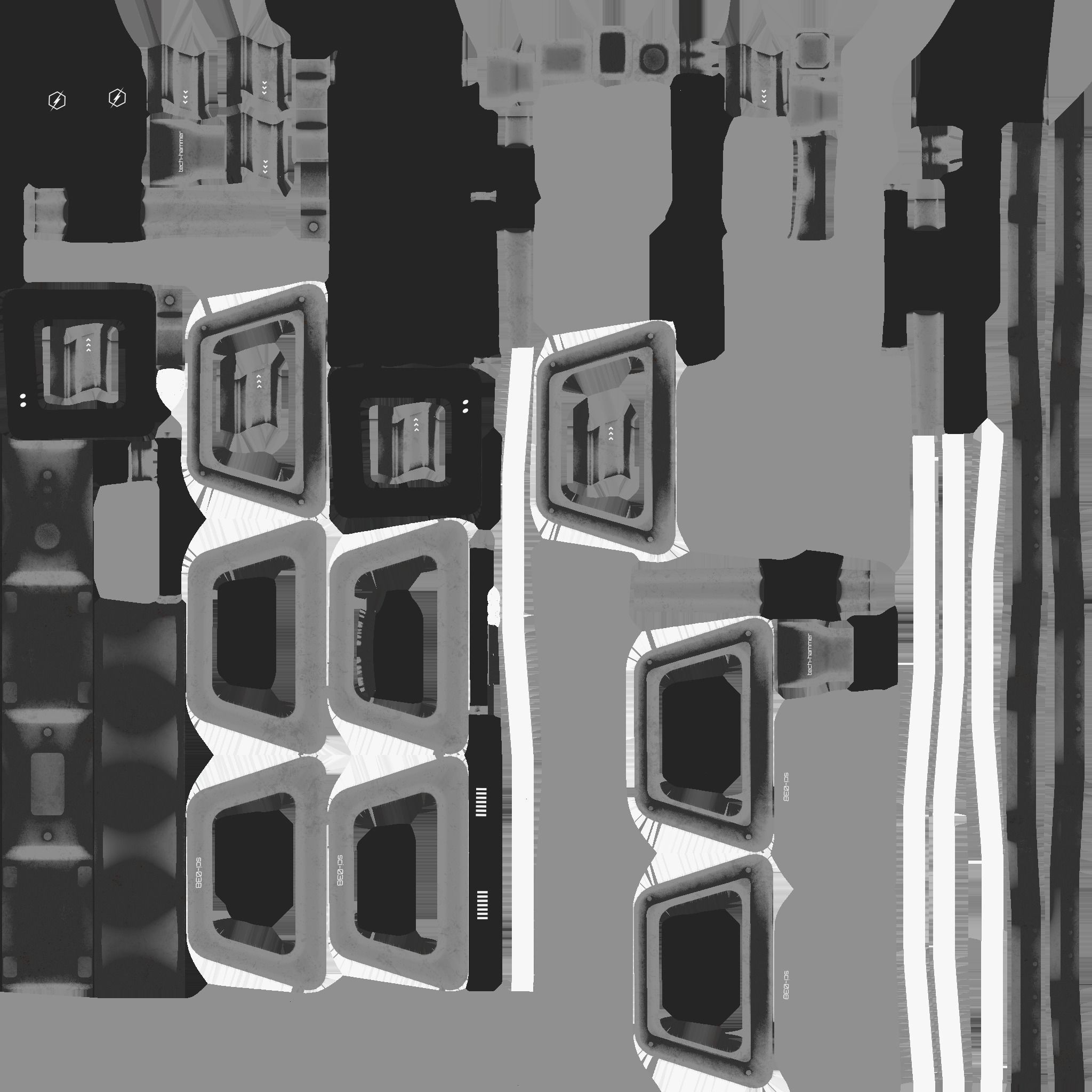 SciFi War Hammer A10 Metal - Sci Fi Weapon Design Low-poly 3D model_20