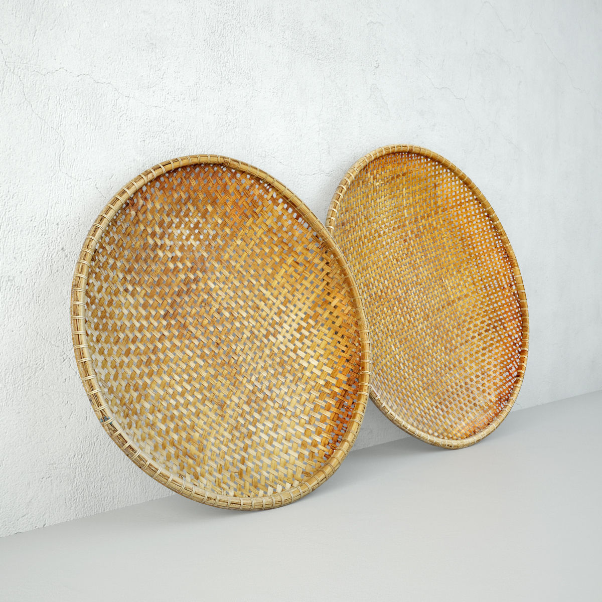 Bamboo Woven Round Trays 3D model_3