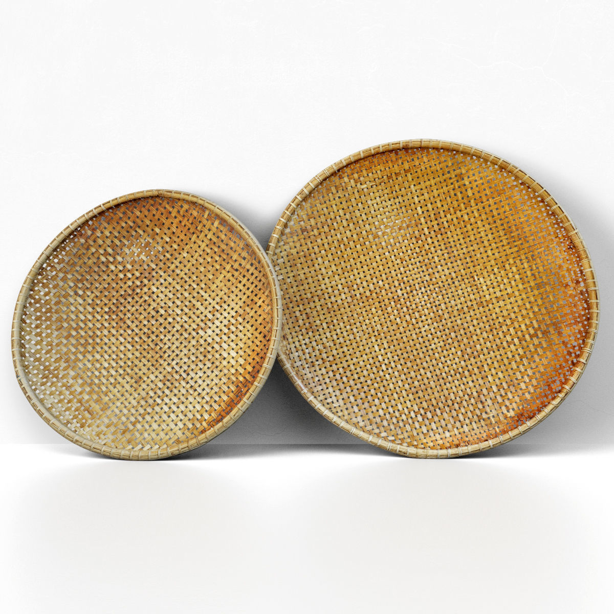 Bamboo Woven Round Trays 3D model_1
