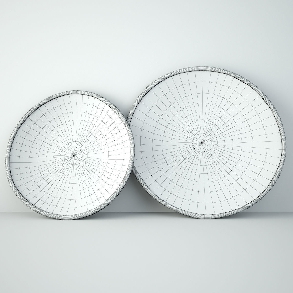 Bamboo Woven Round Trays 3D model_2