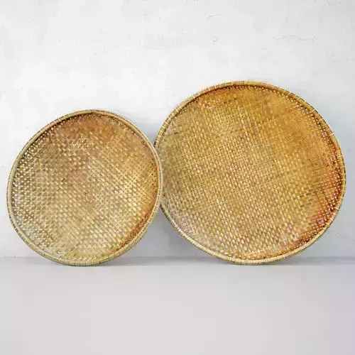 Bamboo Woven Round Trays 3D model