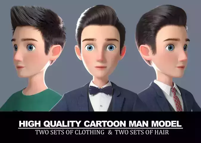 Cartoon Man NoRig 3D model