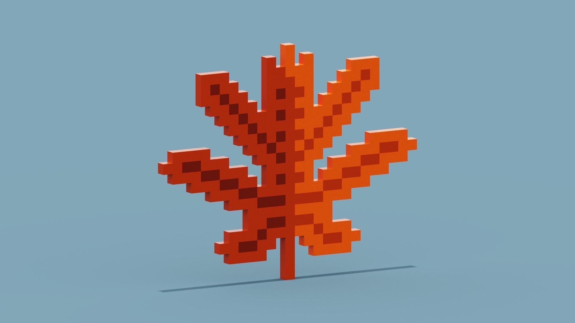 Voxel Autumn leaf Low-poly 3D model_11
