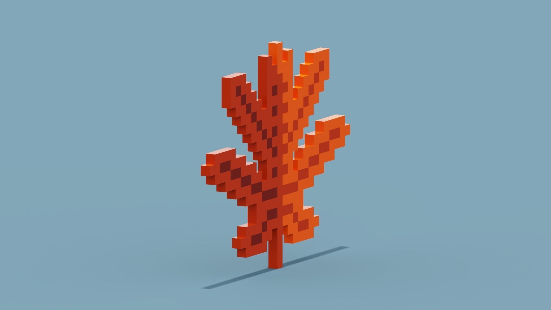 Voxel Autumn leaf Low-poly 3D model_10