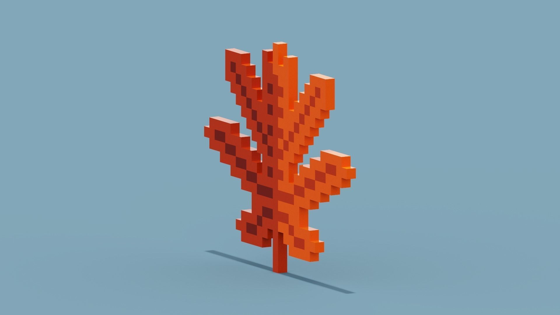 Voxel Autumn leaf Low-poly 3D model_2