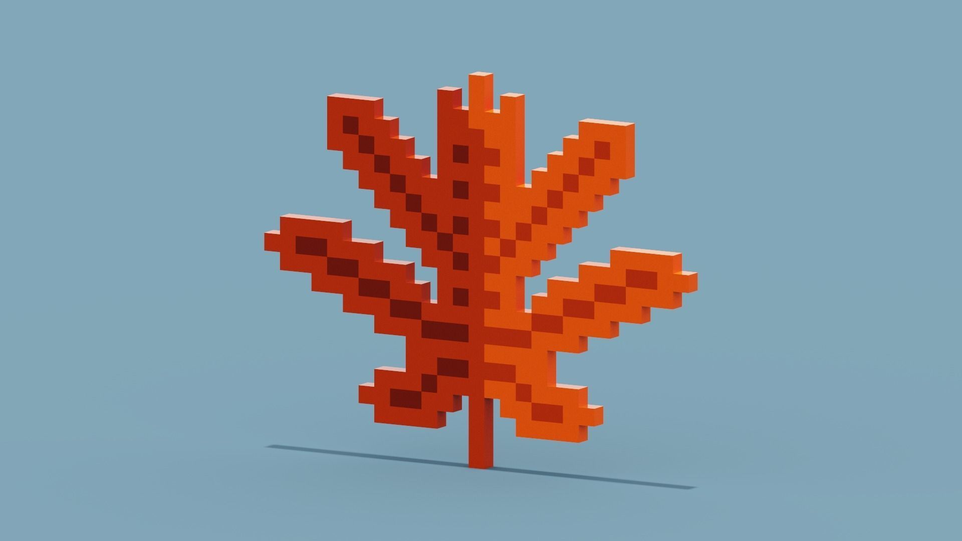 Voxel Autumn leaf Low-poly 3D model_1