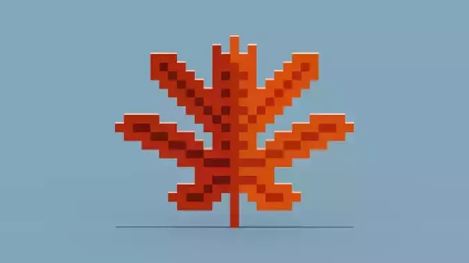 Voxel Autumn leaf Low-poly 3D model Voxel Autumn leaf Low-poly 3D model