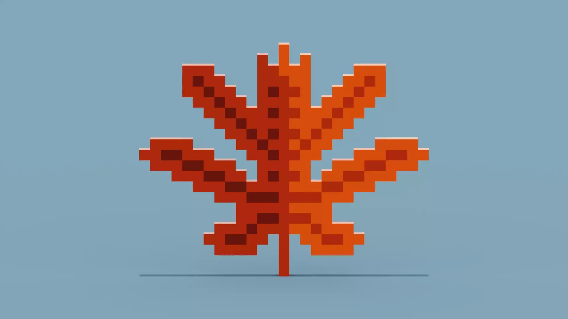 Voxel Autumn leaf Low-poly 3D model_0