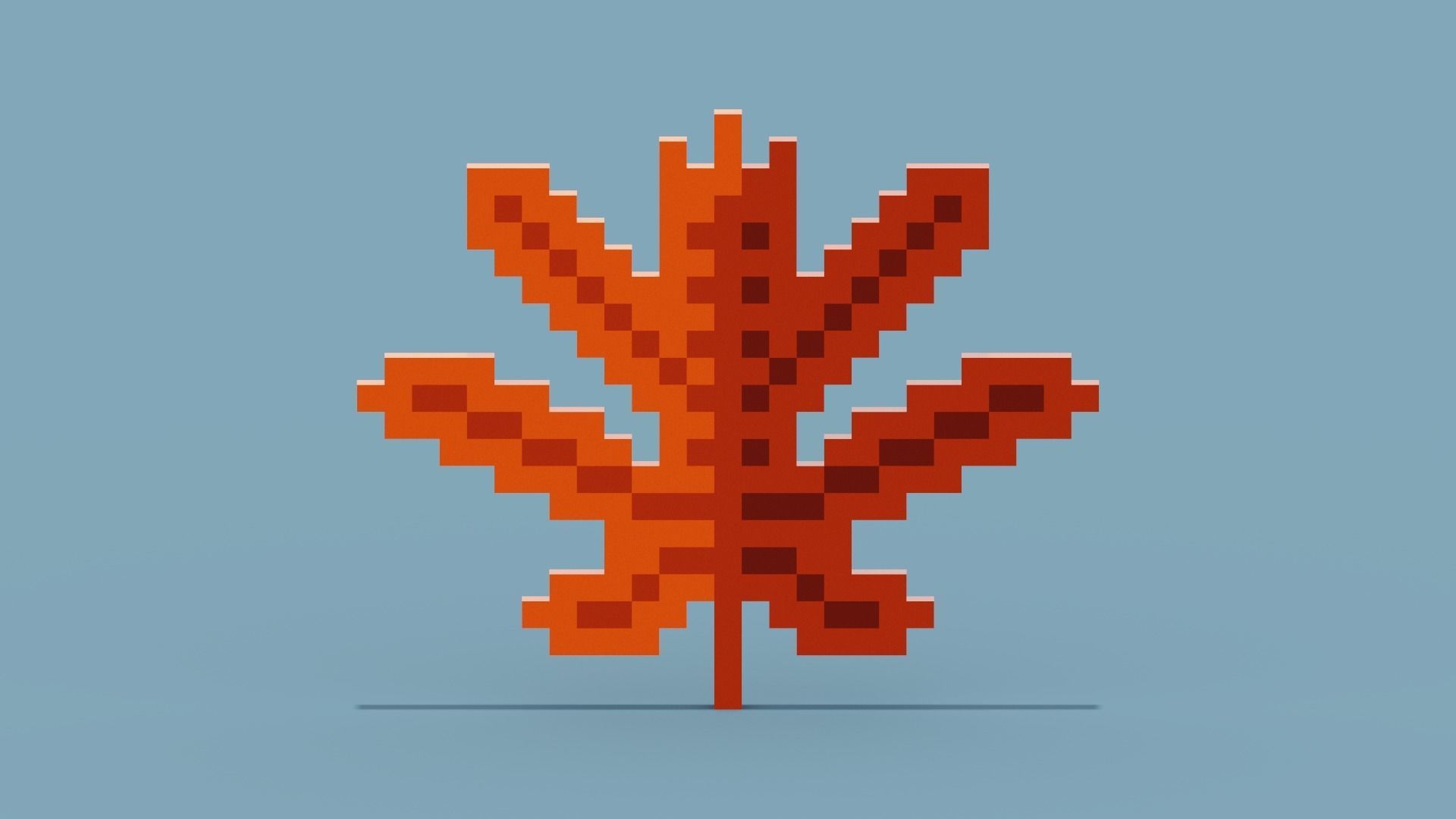 Voxel Autumn leaf Low-poly 3D model_6