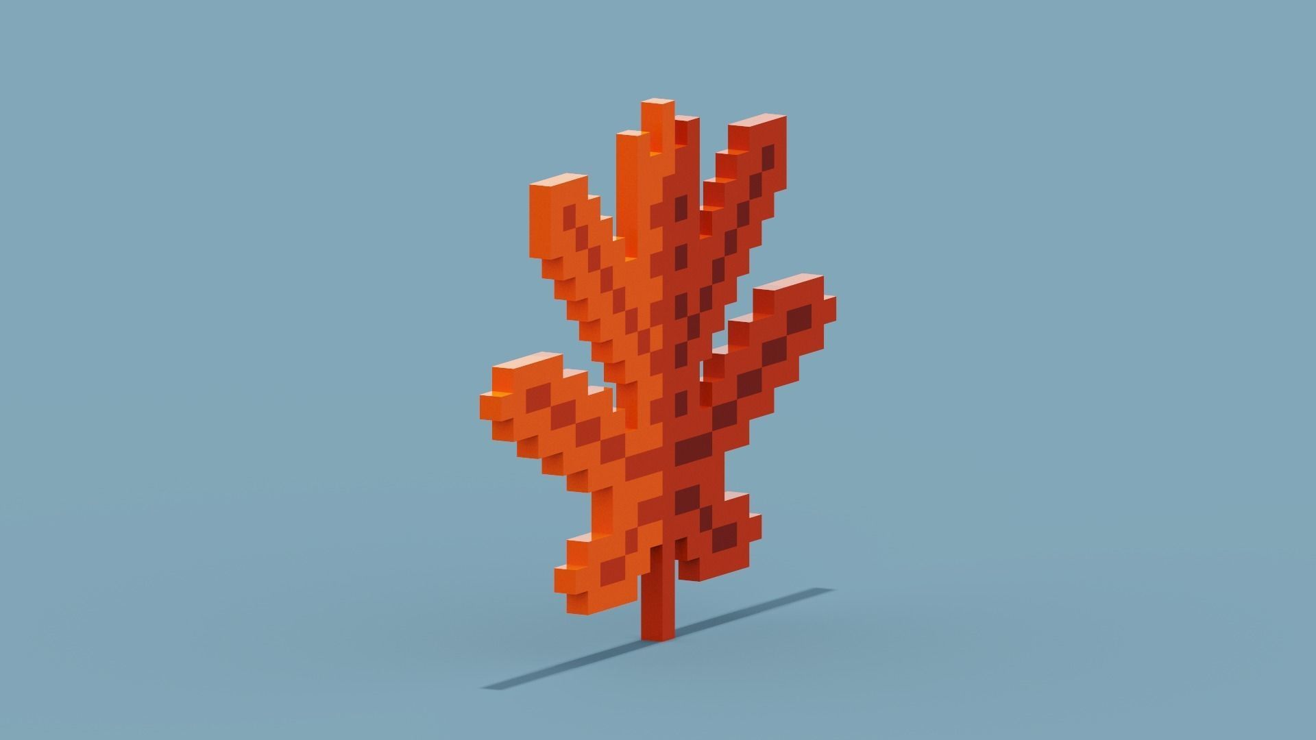 Voxel Autumn leaf Low-poly 3D model_4