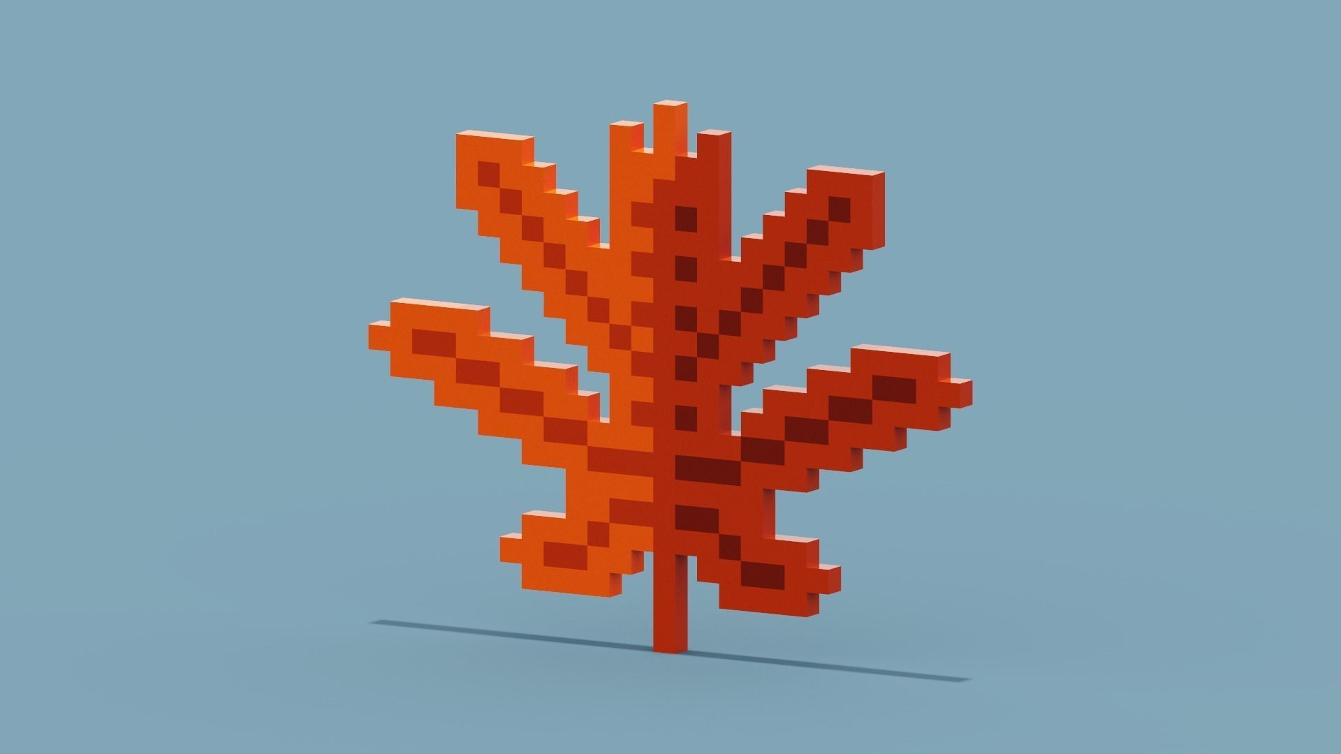 Voxel Autumn leaf Low-poly 3D model_7