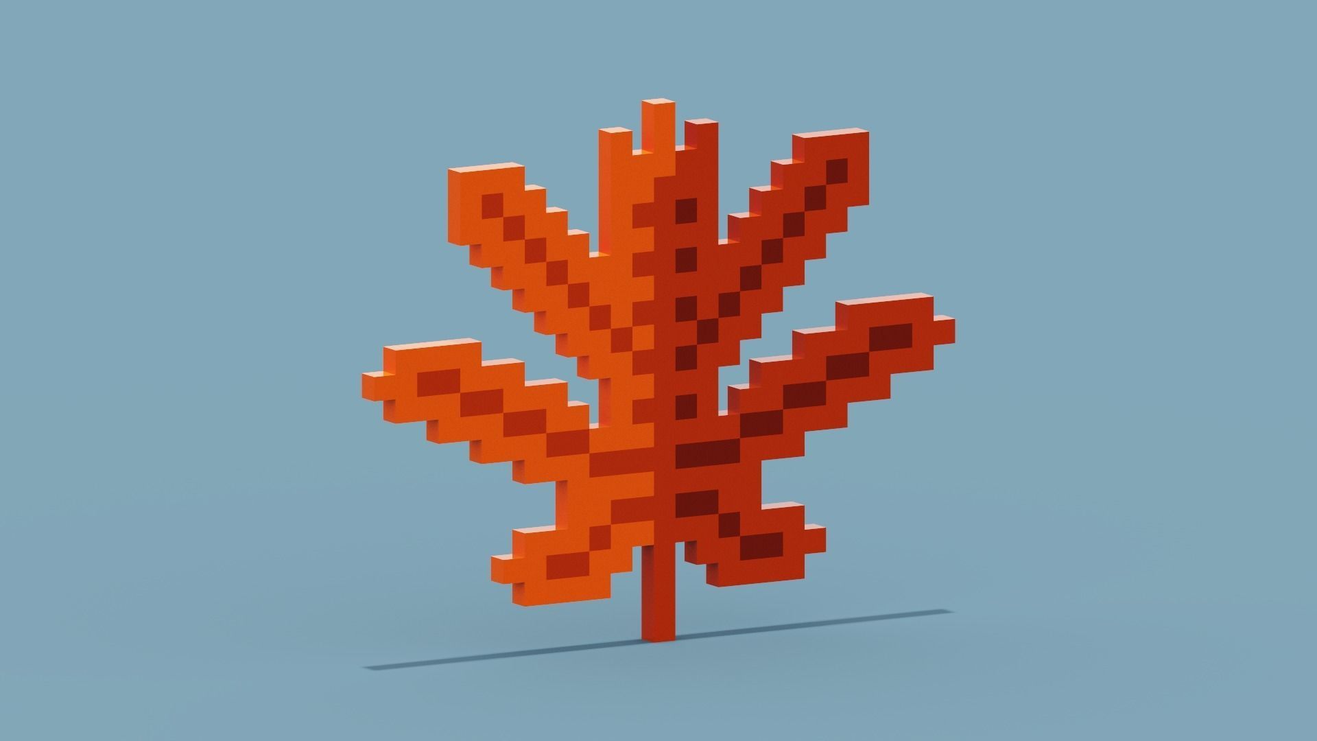 Voxel Autumn leaf Low-poly 3D model_5