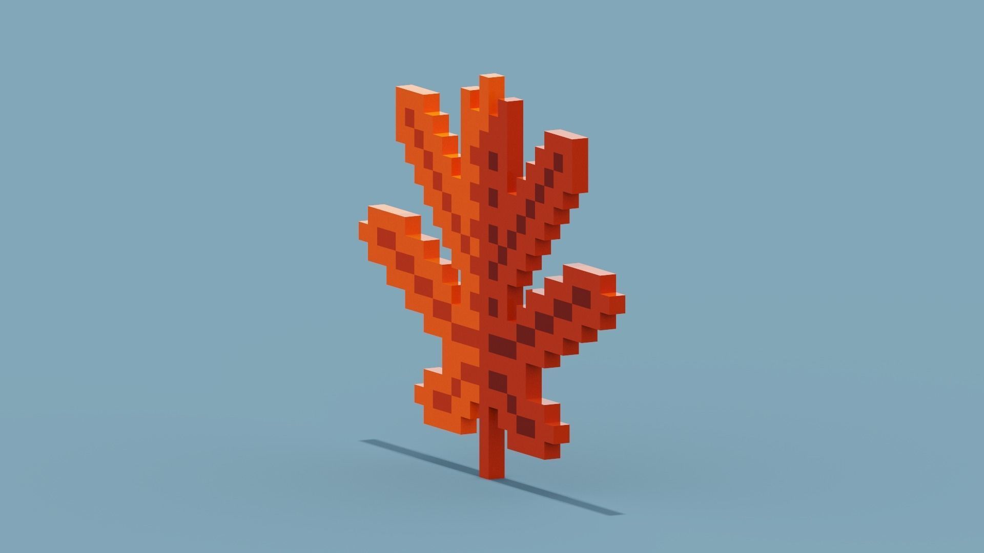 Voxel Autumn leaf Low-poly 3D model_8