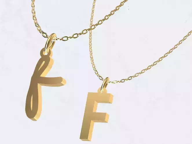 F - Letter Alphabet Pendant Necklace