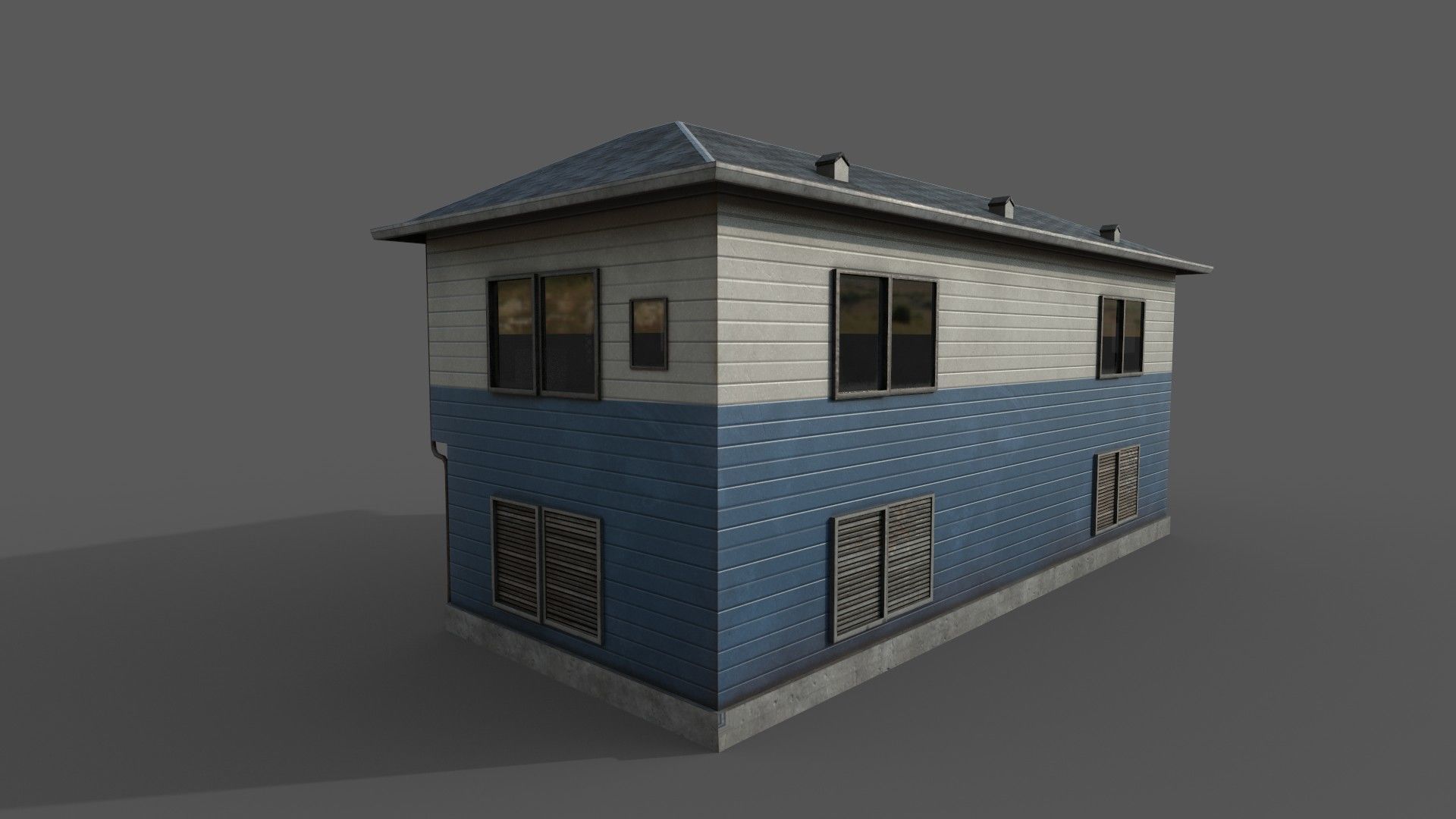 Residential japanese building Low-poly 3D model_1