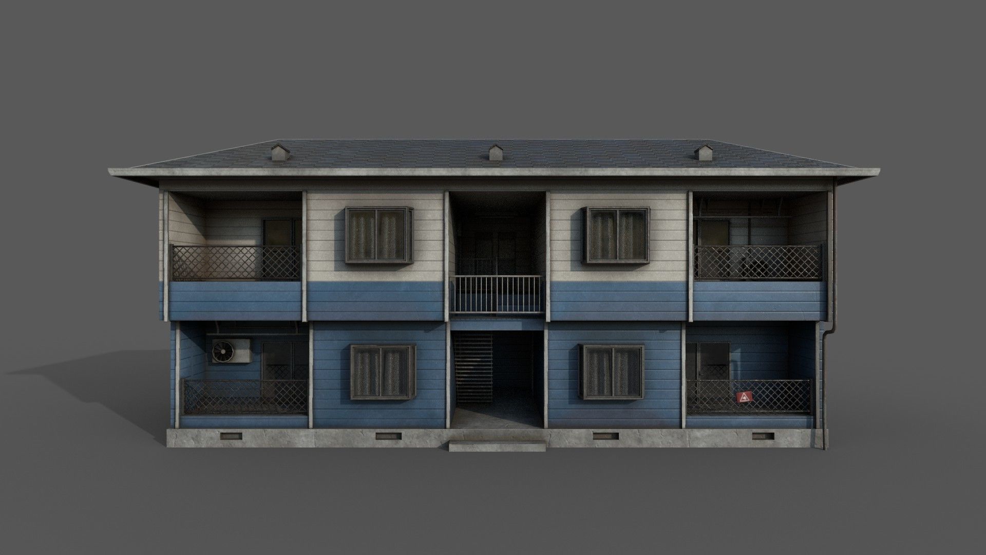 Residential japanese building Low-poly 3D model_6